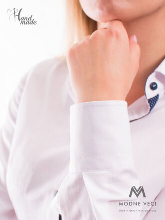 Biela dámska košeľa s bodkovaným lemom Slim-Fit VS-DK1610