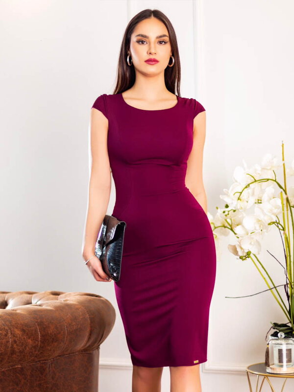 Elegantné biznis šaty v slivkovej farbe VSB LAILA 