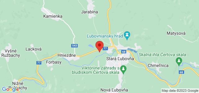 Google map: Tovarenská 11, Stará Ľubovňa